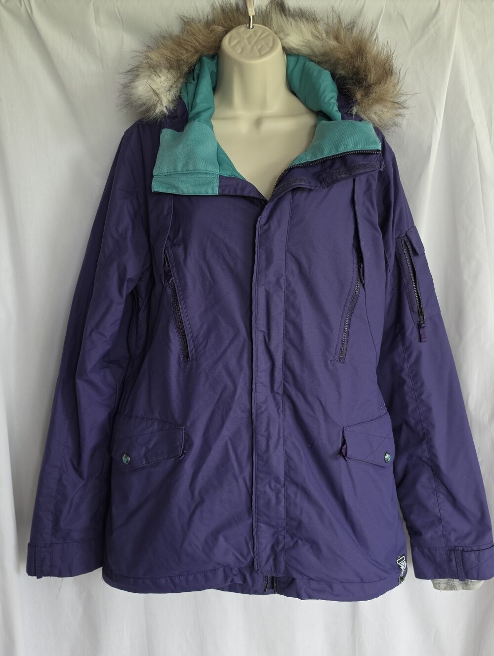 Burton The White Collection Ski Snowboard Jacket Purple Removable Fur 90s Y2K XL